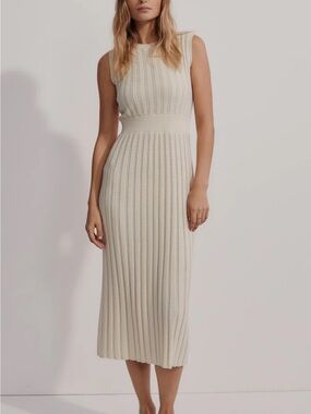 varley mindy contrast stitch knit dress Mindy Contrast Stitch Knit Dress, Large in Egret